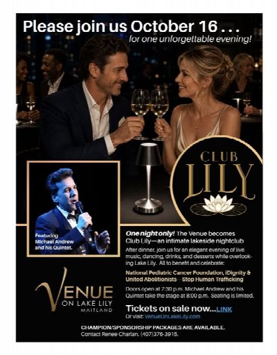 CLUB LILY: An Evening with Michael Andrew & His Quintet at Venue on Lake Lily — Oct 16, 2026