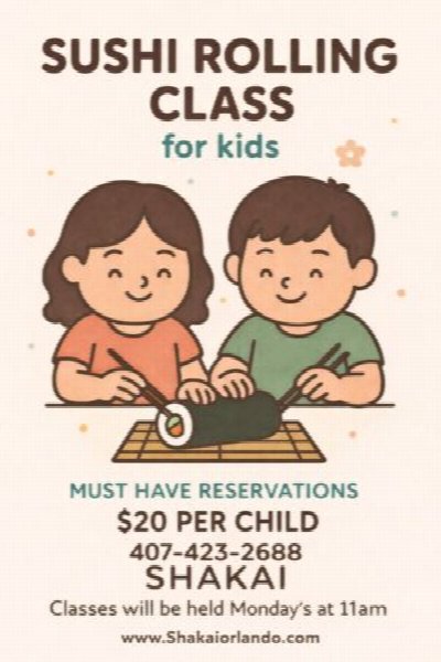 Shakai Sushi Rolling Class for Kids at Shakai Sushi Lounge — Oct 12, 2026