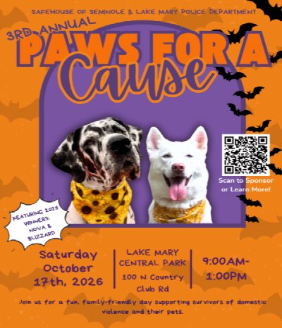 Paws for a Cause at Lake Mary Central Park — Oct 17, 2026