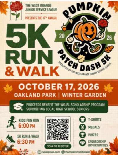 Pumpkin Patch Dash 5K and Kids Run at Oakland Park of Winter Garden — Oct 17, 2026