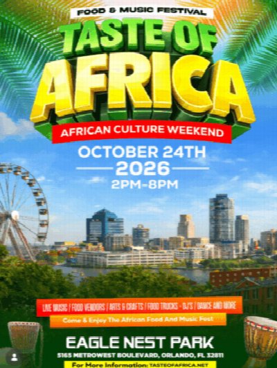 Taste of Africa Food & Music Festival 2026 in Orlando at Eagle Nest Park — Oct 24, 2026