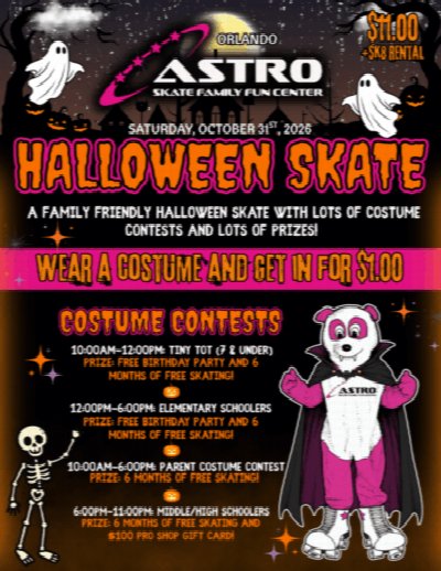 Astro Skate Halloween Skate at Astro Skate Orlando — Oct 31, 2026