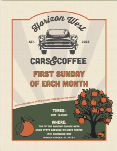 Cars & Coffee (Horizon West / Hamlin Area) at Cinapolis Parking Garage — Nov 1, 2026