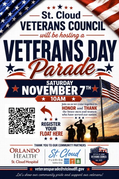 Veteran’s Day Parade in St. Cloud at Downtown St. Cloud Historic District — Nov 7, 2026