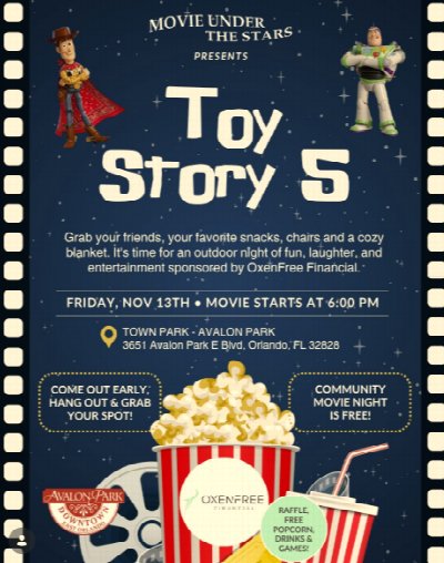 Avalon Park Movie Under the Stars at Avalon Park Town Park — Nov 13, 2026